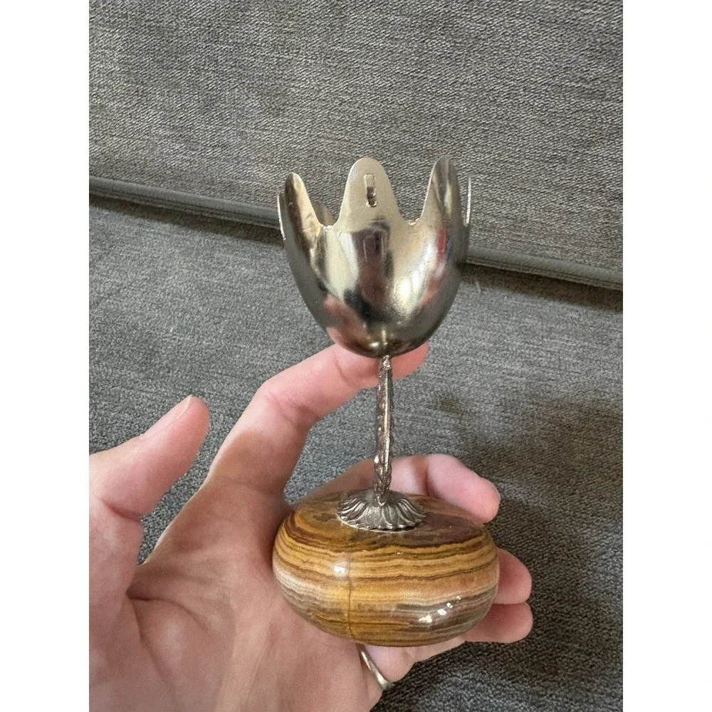 Genuine Onyx Sardonyx Egg Stand Base Made In Italy